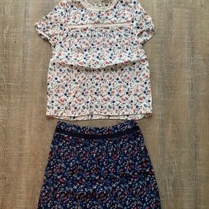 Floral separates skirt and shirt